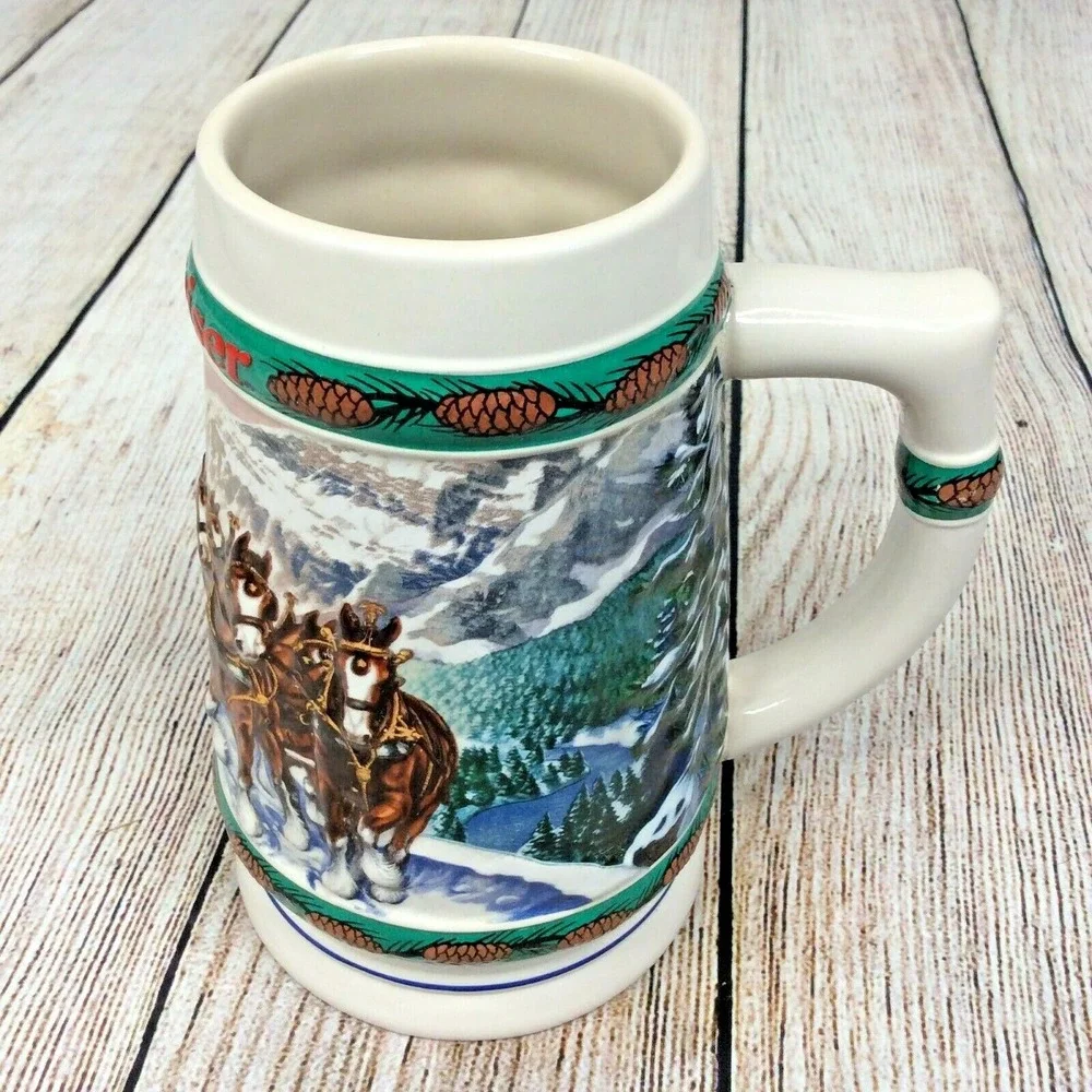 1993 Budweiser Holiday Stein Beer‎ Mug Special Delivery Vintage Horses